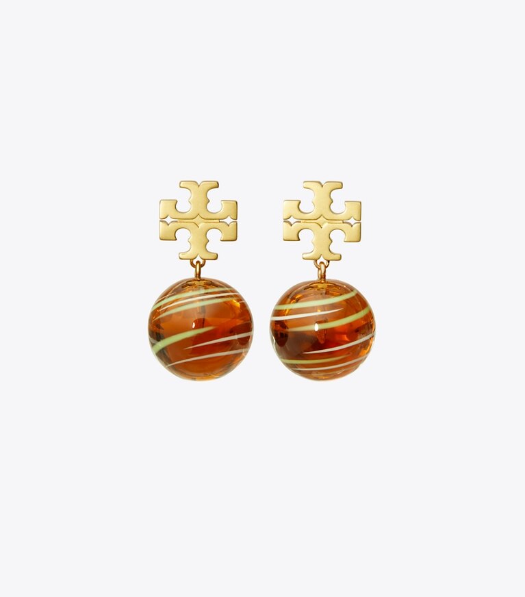 Tory Burch designer earrings Roxanne Small Drop Earring in Rolled Gold / Orange / Multi front
