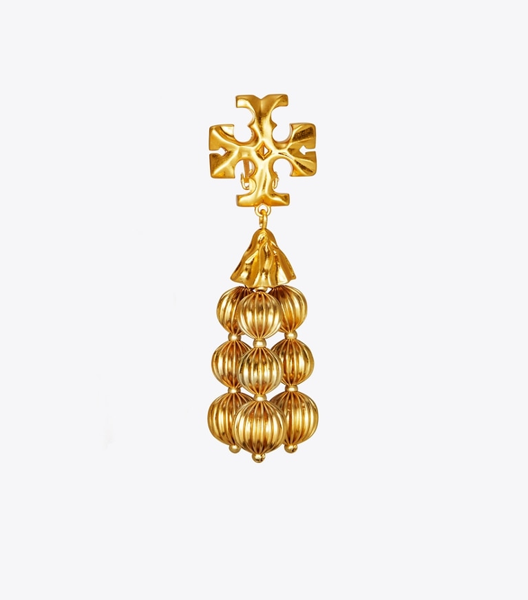 Tory Burch designer earrings Roxanne Tassel Earring in Rolled Brass front