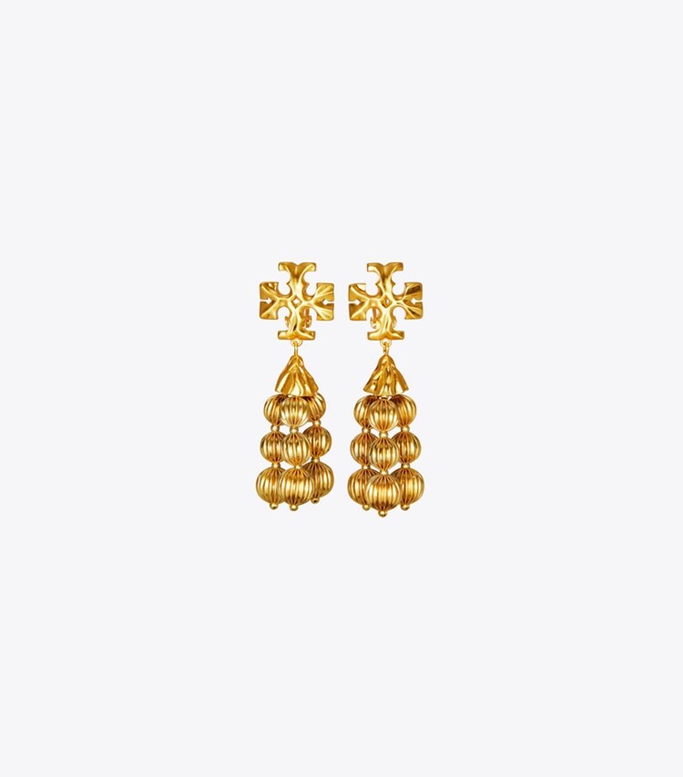Tory Burch designer earrings Roxanne Tassel Earring in Rolled Brass front