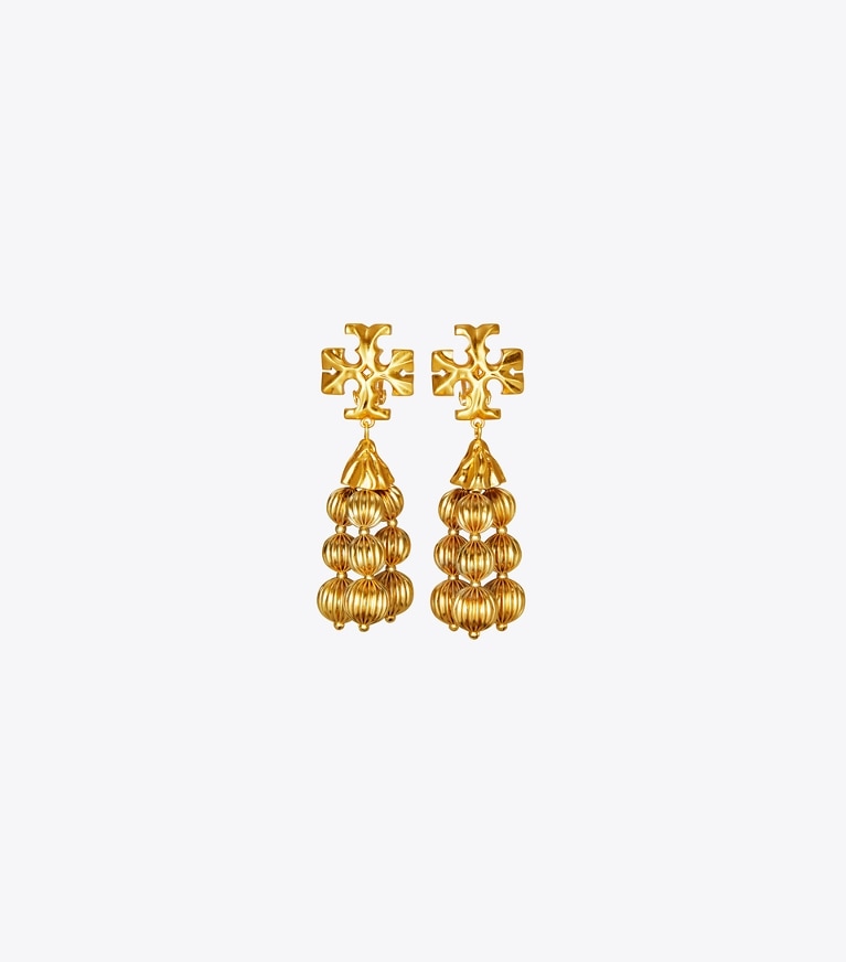 Tory Burch designer earrings Roxanne Tassel Earring in Rolled Brass front