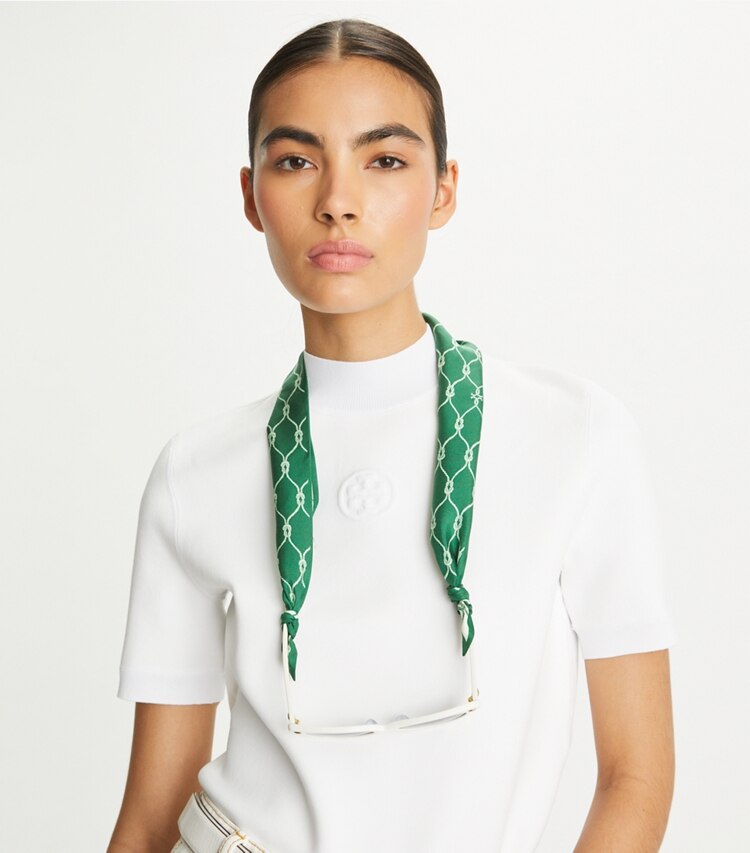 Tory Burch designer écharpes Ruban corde à nouer dans Rope Brown accessoire sur le modèle