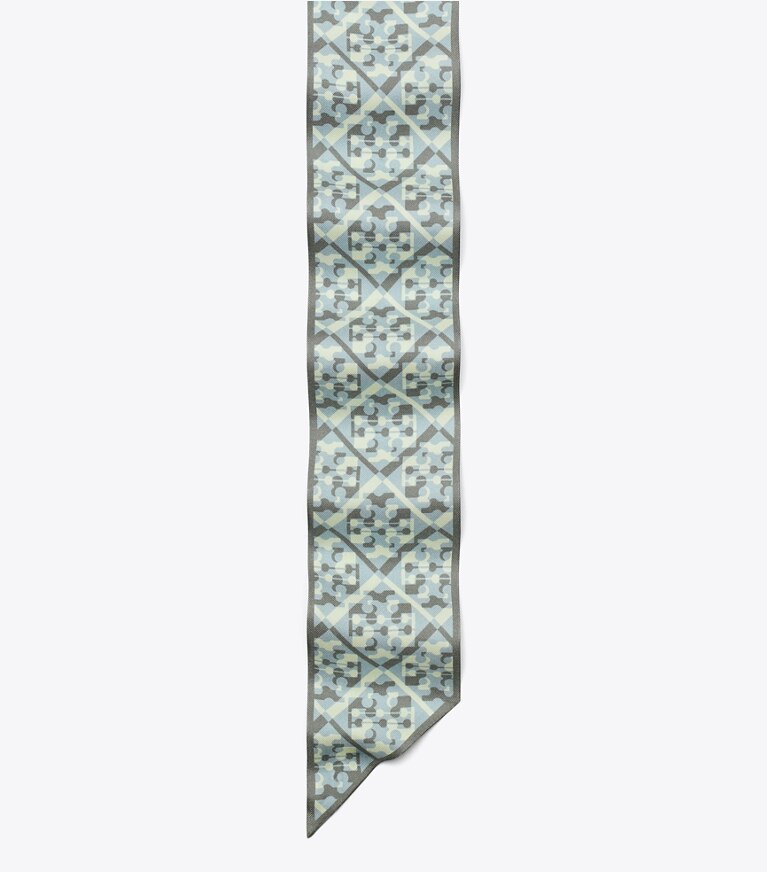 Tory Burch designer écharpes Ruban de soie T Monogram prismatique in Prismatic T Monogram Blue dessus