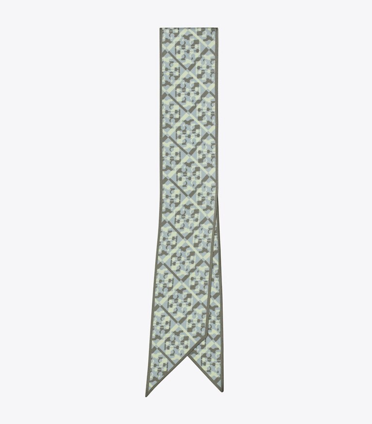 Tory Burch designer écharpes Ruban de soie T Monogram prismatique in Prismatic T Monogram Blue dessus