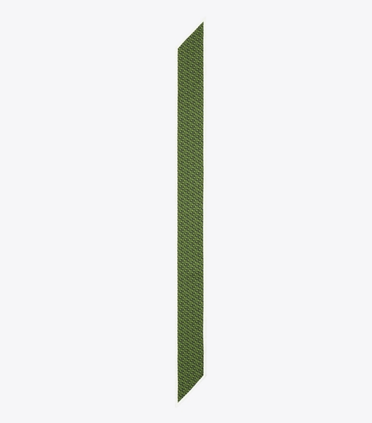 Tory Burch designer écharpes Ruban en soie T Link dans Green T Link vue du dessus