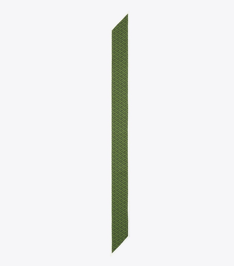 Tory Burch designer écharpes Ruban en soie T Link dans Green T Link vue du dessus