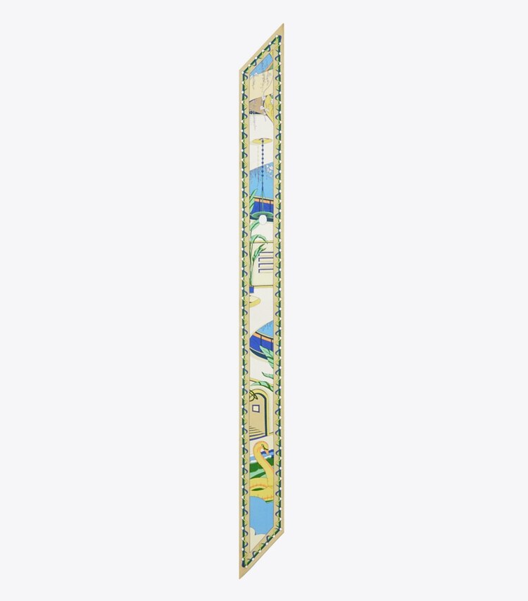 Tory Burch designer écharpes Ruban The Pool in The Pool Blue dessus