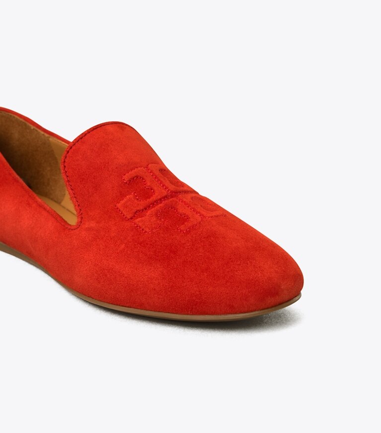 Tory Burch designer flats Ruby Smoking Slipper in TRIPLE RED angle