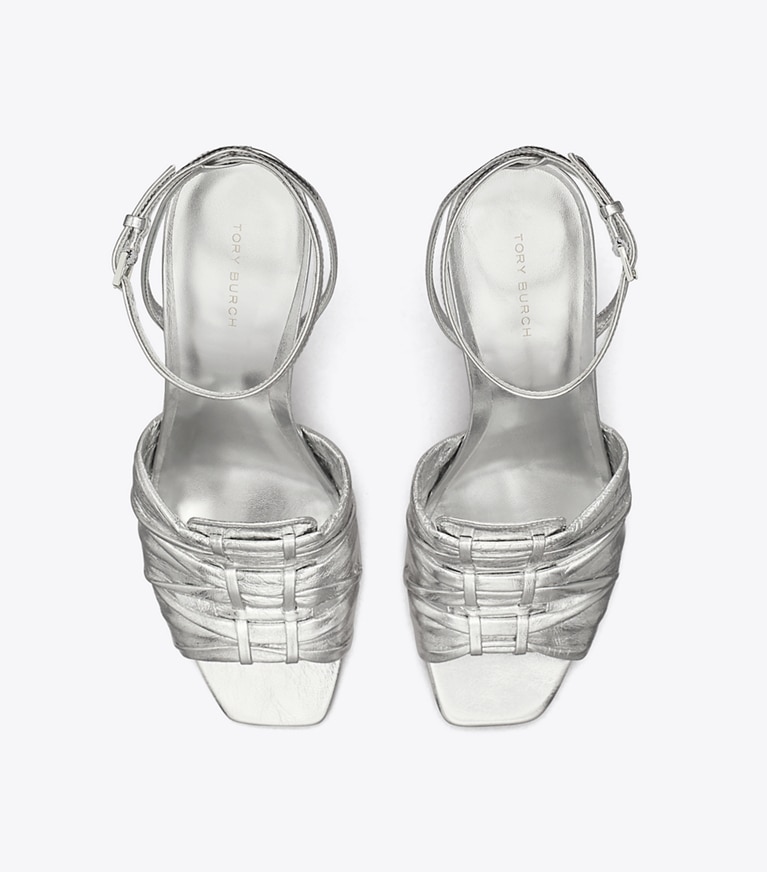 Fashion designer silver sandals heels