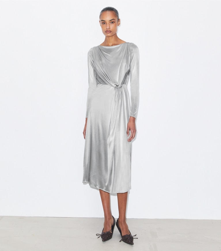 Tory Burch designer dresses Ruched Jersey Dress in Gray front
