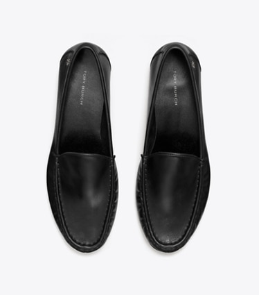Tory Burch designer flats Ruched Loafer in PERFECT BLACK overhead