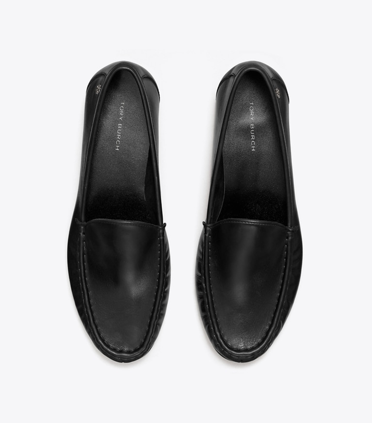 Tory Burch designer flats Ruched Loafer in PERFECT BLACK overhead