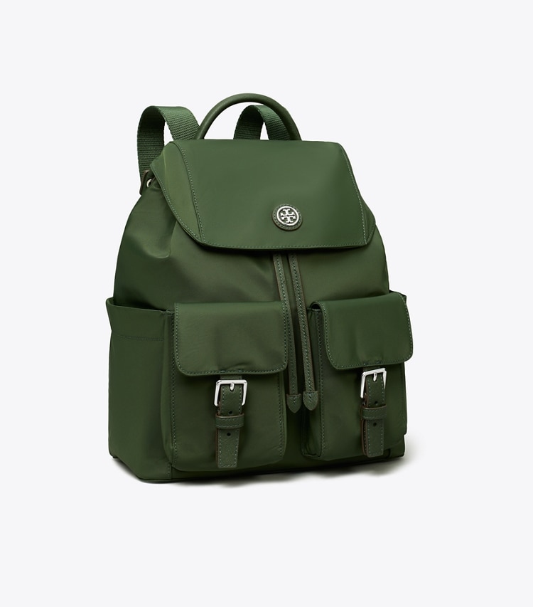 Tory Burch designer rucksäcke Rucksack aus Nylon mit Umschlag in Basil angle