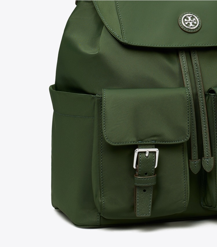 Tory Burch designer rucksäcke Rucksack aus Nylon mit Umschlag in Basil detail