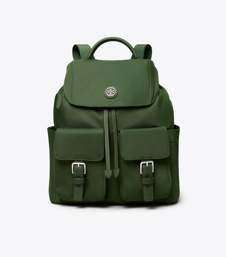Tory Burch designer rucksäcke Rucksack aus Nylon mit Umschlag in Basil angle