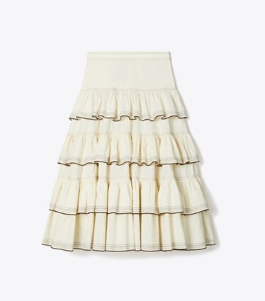 Tory Burch designer ボトムス ラッフル コットン スカート in Biscuit front