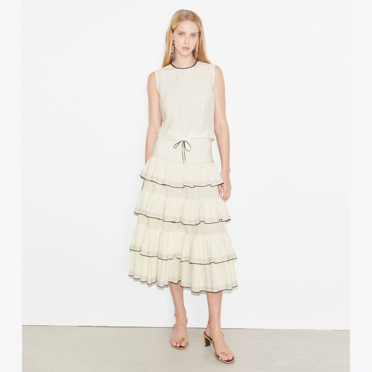 Ruffle Cotton Skirt: Women's Designer Bottoms | Tory Burch