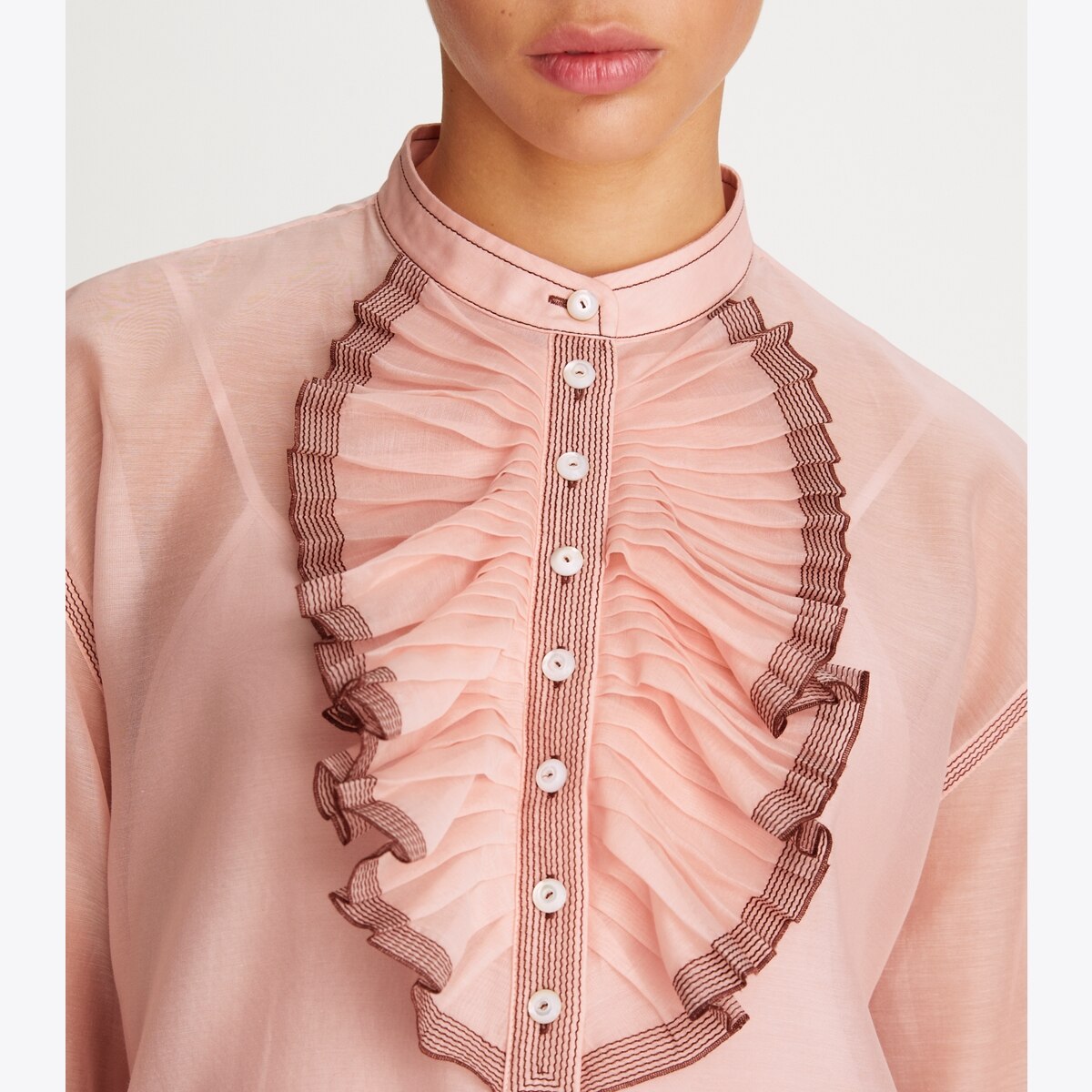 Ruffle-Front Blouse: Women's Designer Tops | Tory Burch