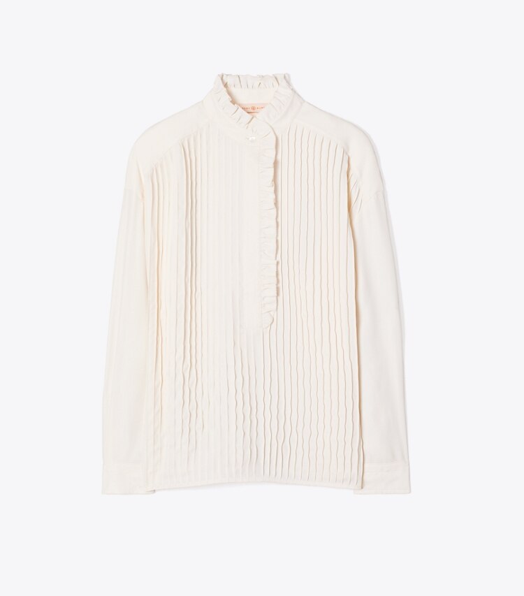 Tory Burch designer tops Ruffle-Front Blouse in NEW IVORY front