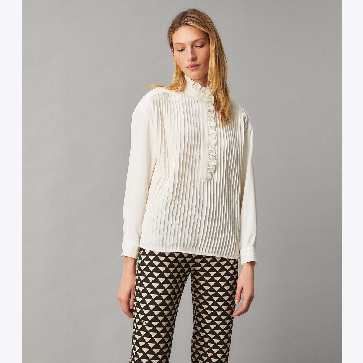 Ruffle-Front Blouse: Women's Designer Tops | Tory Burch