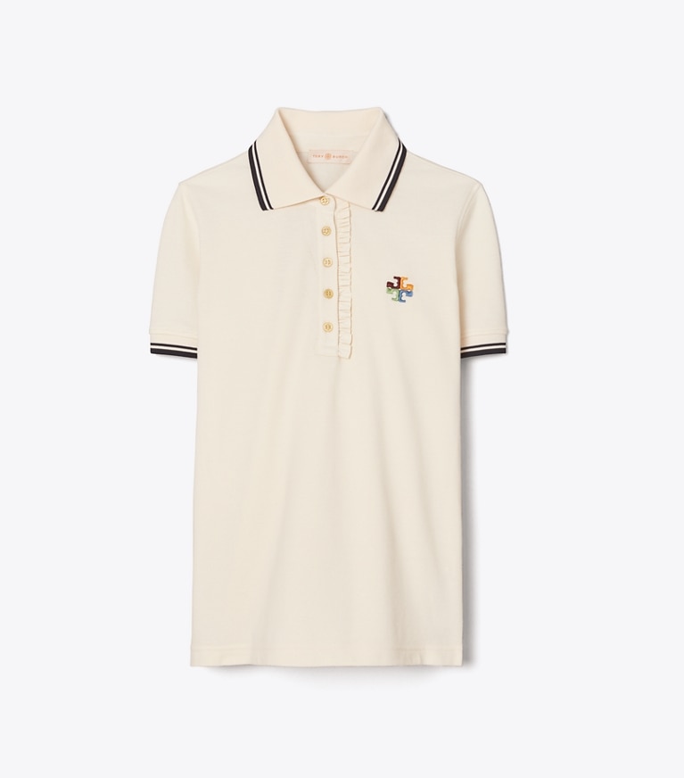 Tory Burch designer tops Ruffle Polo in New Ivory front