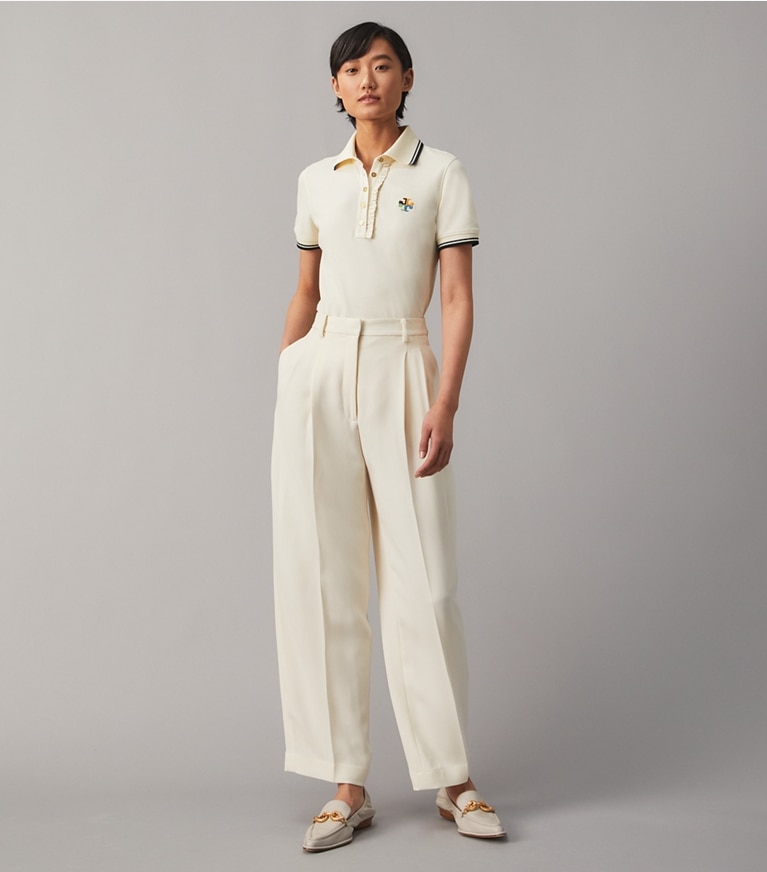 Tory Burch designer tops Ruffle Polo in New Ivory front