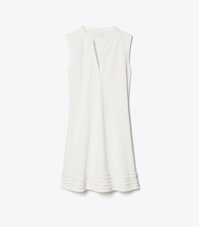 Tory Sport designer dresses Ruffle Tunic Tennis Dress in Snow White front