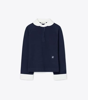 Tory Burch designer sweaters Rugby Sweater in Navy front