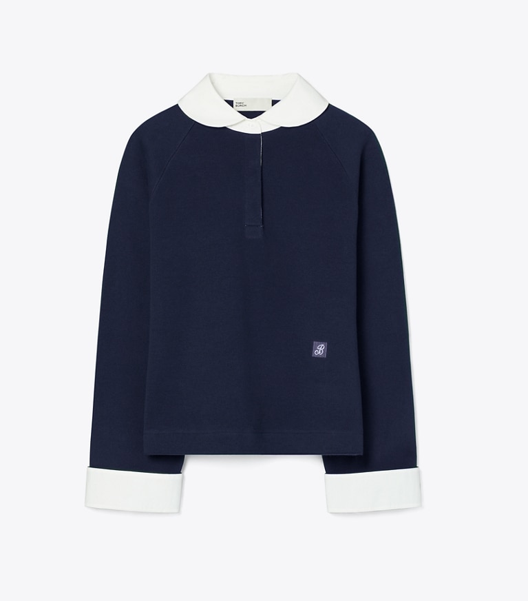 Tory Burch designer sweaters Rugby Sweater in Navy front