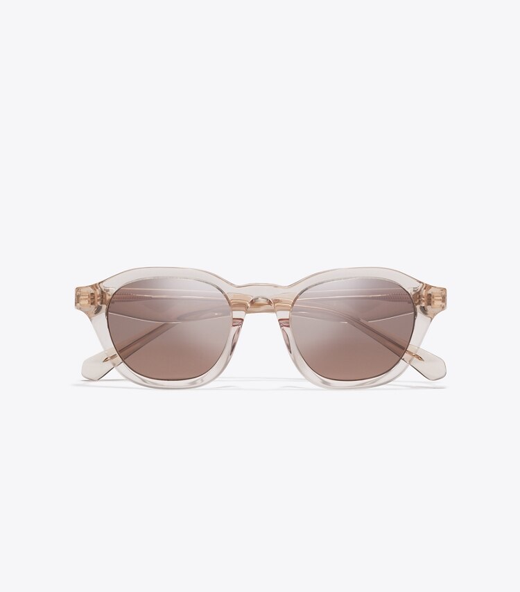 Tory Burch designer sonnenbrillen & brillen Runde Kira Sonnenbrille in TRANSPARENT BEIGE/BROWN von oben