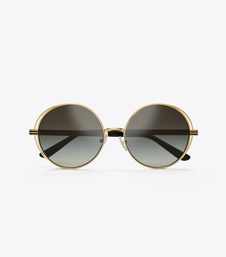 Tory Burch designer sonnenbrillen & brillen Runde Sonnenbrille Kira Open-Wire mit Streifen in GOLD/BLACK von oben