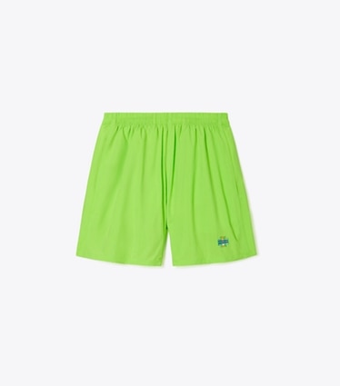 Tory Sport designer bottoms Runner's Camp Short in Vibrant Green front