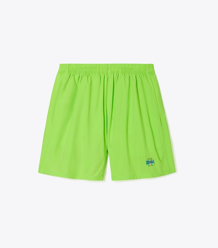 Tory Sport designer bottoms Runner's Camp Short in Vibrant Green front