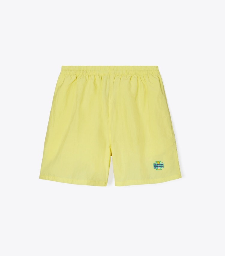 Tory Sport designer bottoms Runner's Camp Short in Yellow Dahlia front