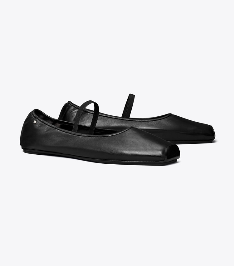 Tory Burch designer loafers Runway Ballerina in PERFECT BLACK / PERFECT BLACK angle