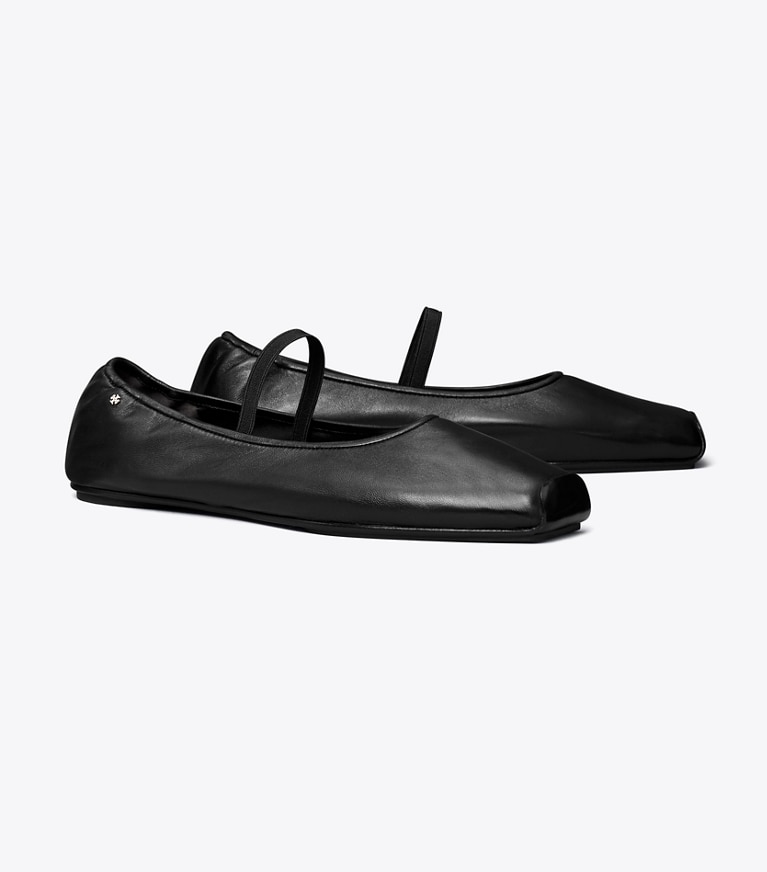 Tory Burch designer loafers Runway Ballerina in PERFECT BLACK / PERFECT BLACK angle