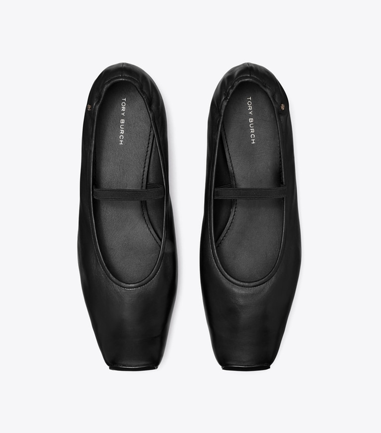 Tory Burch designer loafers Runway Ballerina in PERFECT BLACK / PERFECT BLACK angle