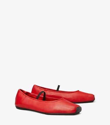 Red Leather Ballets & Flats | Tory Burch