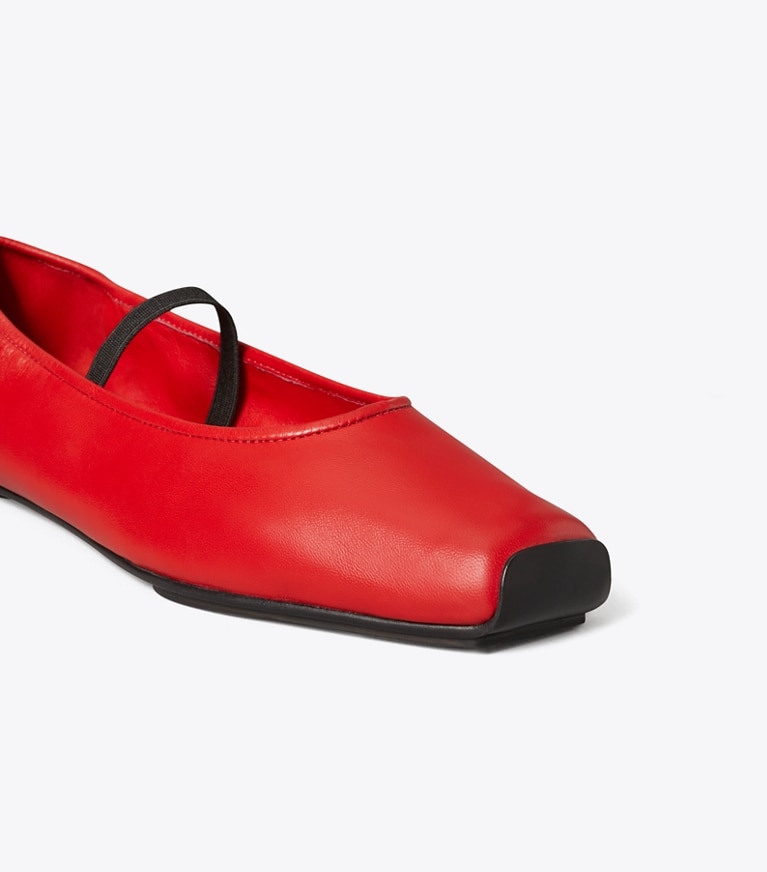 Tory Burch designer flats Runway Ballet in TRIPLE RED angle