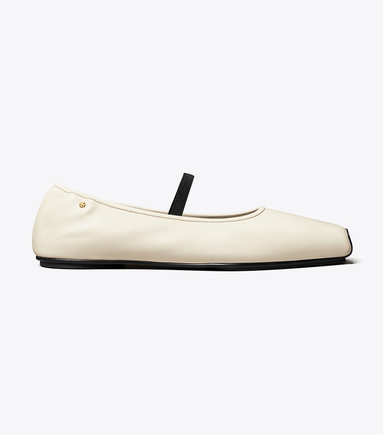 Tory Burch designer flats Runway Ballet in NEW IVORY / PERFECT BLACK side