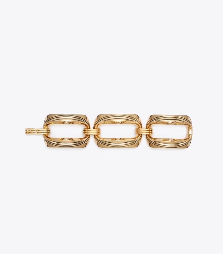 Tory Burch designer bracelets Runway Carved Metal Bracelet in Light Brass detail