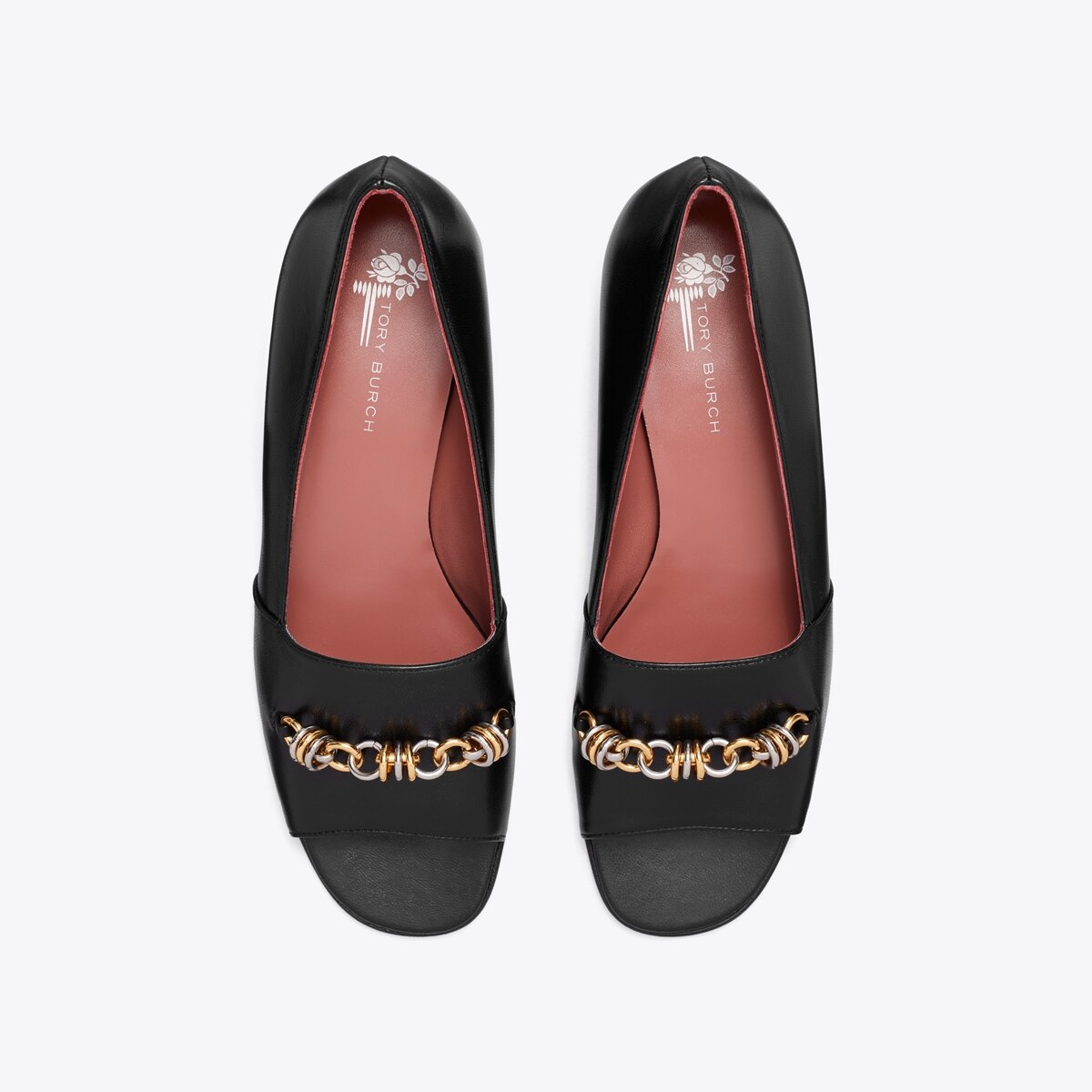 Runway Chain Peep-Toe in black | Tory Burch