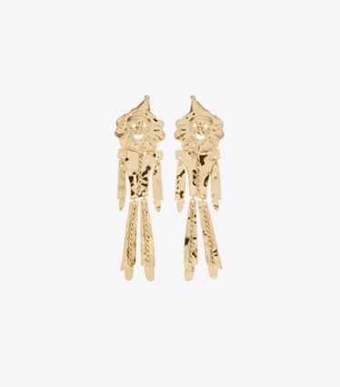Tory Burch designer earrings Runway Clown Earrings in GOLD front