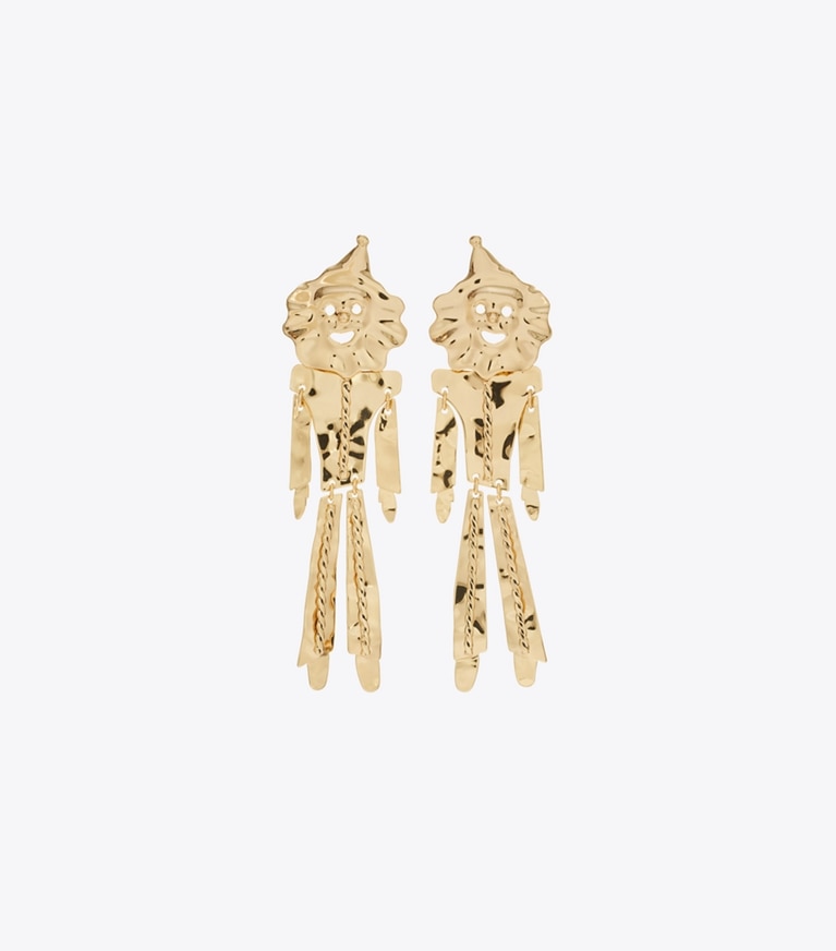 Tory Burch designer earrings Runway Clown Earrings in GOLD front