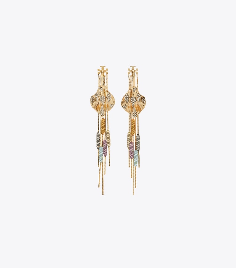 Tory Burch designer earrings Runway Embellished Front-Back Earrings in GOLD / Crystal front
