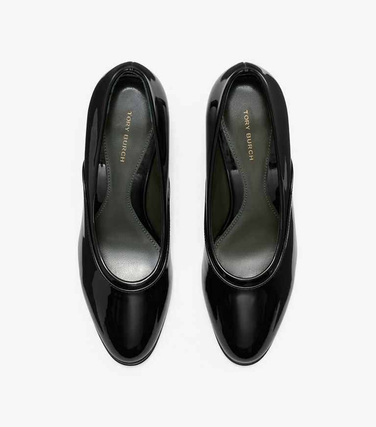 Tory Burch designer heels Runway Mid Pump in PERFECT BLACK overhead