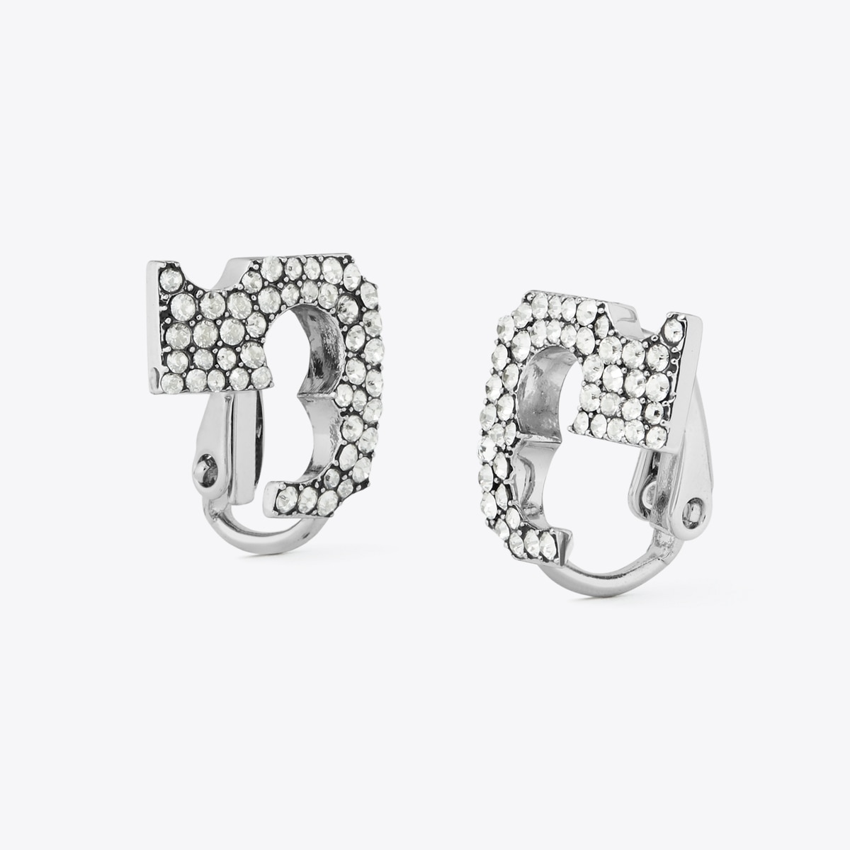 Runway Pavé Serif T Clip-On Earrings: Women
