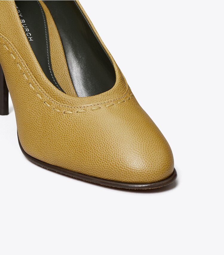 Tory Burch designer heels Runway Pump in GRAIN detail