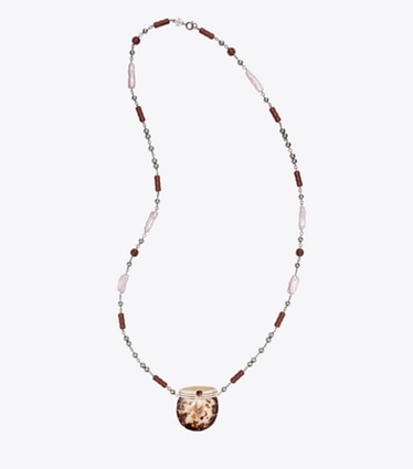Tory Burch designer necklaces Runway Shell Necklace in Tory Silver front