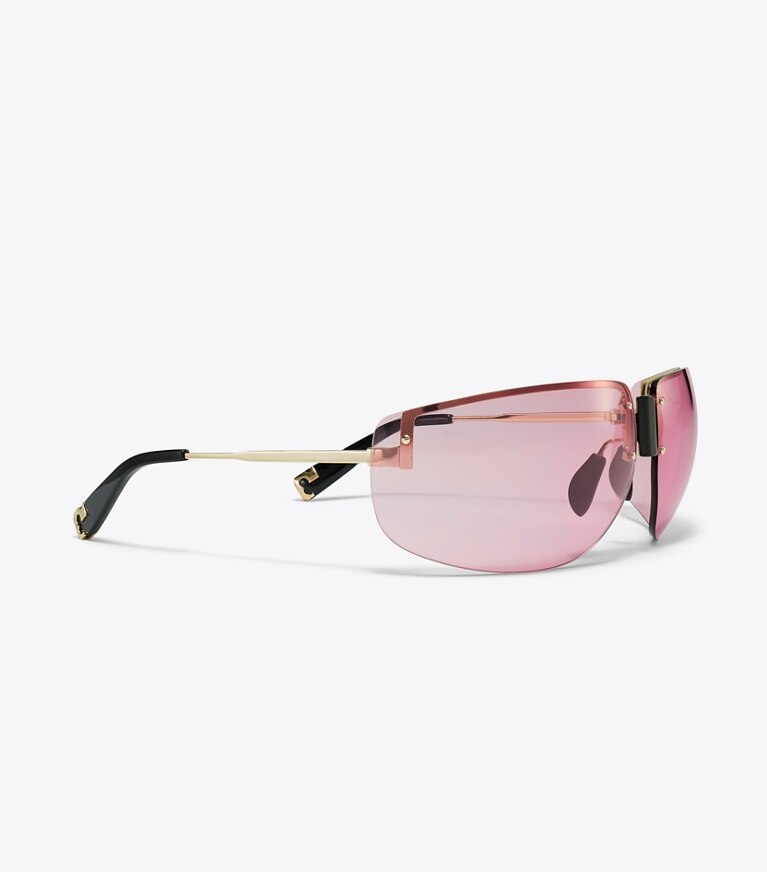 Tory Burch designer sonnenbrillen & brillen Runway Sonnenbrille in SHINY LIGHT GOLD/LIGHT PINK front