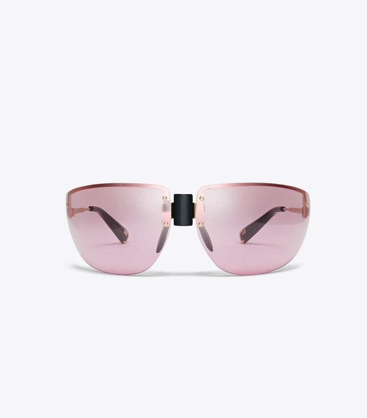 Tory Burch designer sonnenbrillen & brillen Runway Sonnenbrille in SHINY LIGHT GOLD/LIGHT PINK front